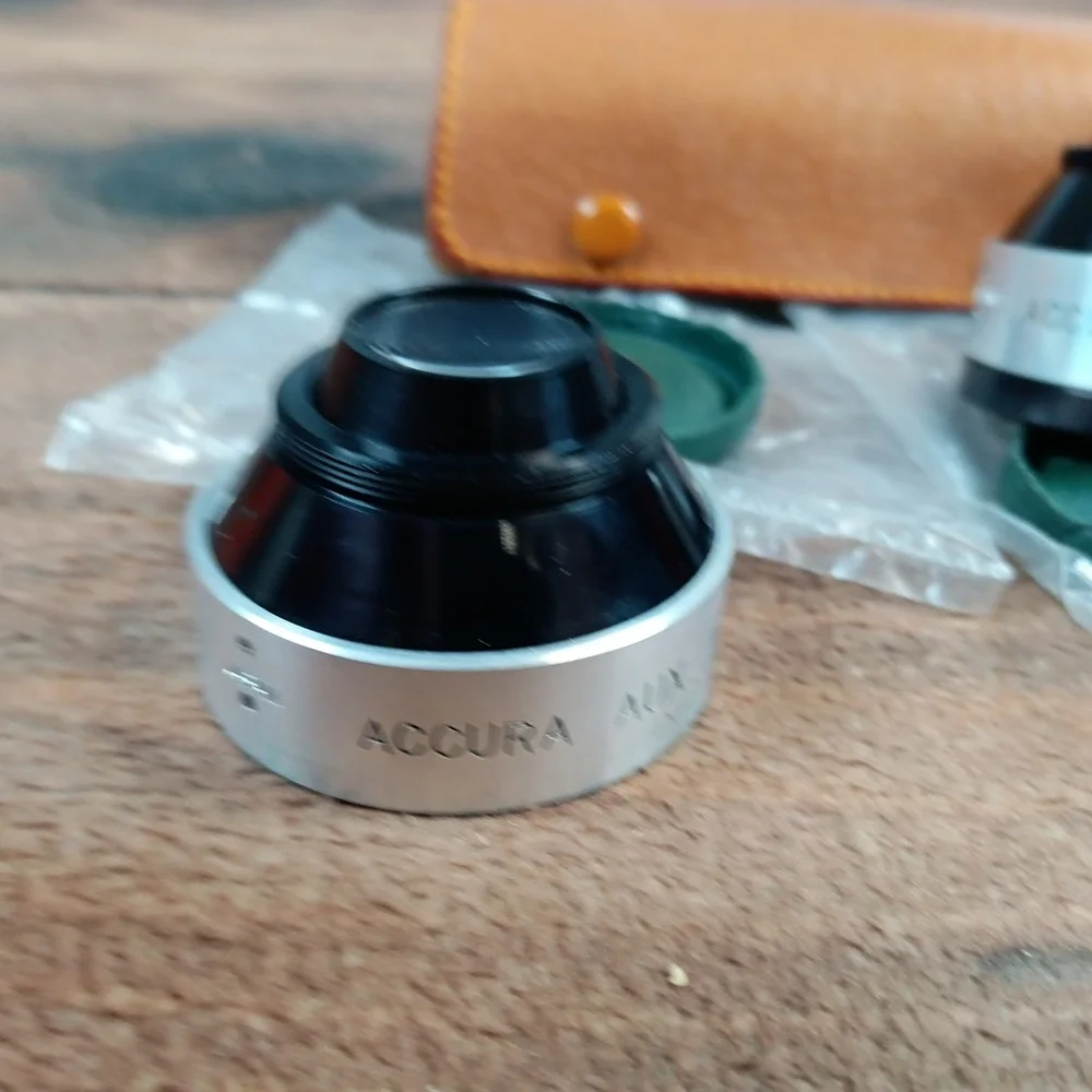 Accura Aux Lens Set Wide Angle Telephoto V-W Silver Black Excellent With Case